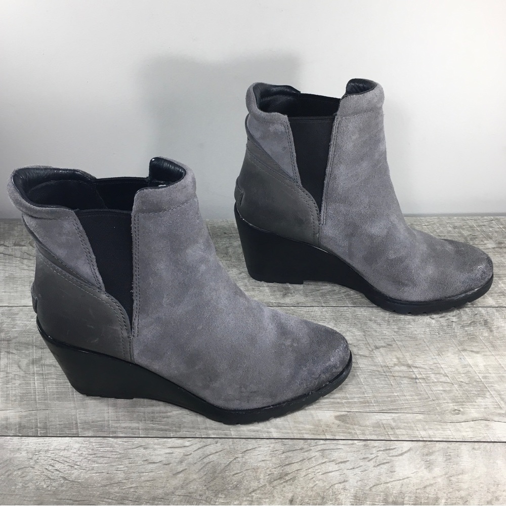 Sorel Women's NL2566 After Hours Chelsea Gray Leather Waterproof Bootie Boots 9 - Picture 4 of 10